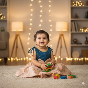 Baby Girls Brocade & Pure Silk Festive Frock