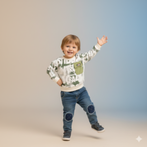 Premium Full Sleeve T-Shirt & Denim Pant Set for Kids (Unisex)