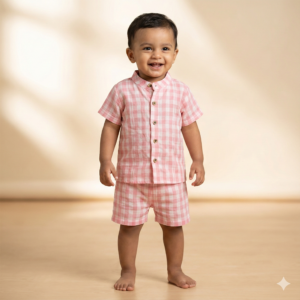 Premium Dyed Muslin Cotton Chinese Collar Co-Ord Set