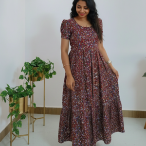 Delta Crepe 2-Tier Maxi Dress with Puff Sleeves