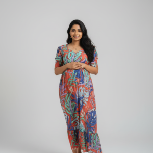 Premium Georgette Floral 2-Tier Feeding Maxi Dress