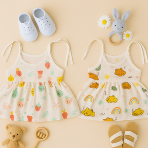 Muslin Cotton Baby Girl Frock Knot (0–3 Months)