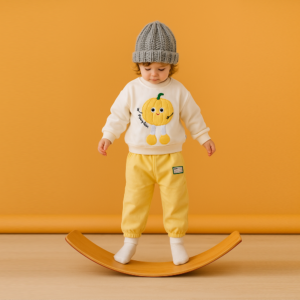 Korean Style Pumpkin Print Sweatshirt & Pant Set for Baby Girls