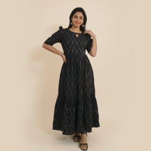 Sweetheart Flared Ikkat Cotton Feeding Gown