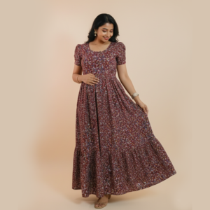 Delta Crepe 2-Tier Maxi Dress with Puff Sleeves
