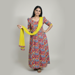 Premium Antha Cotton Feeding Kurthi with Chiffon Shawl