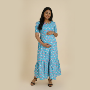 Cotton Cambric 2-Tier Feeding Maxi Dress