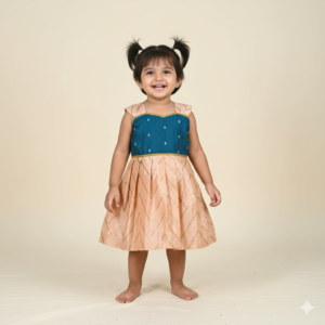 Silk Cotton Jacquard & Pure Silk Frock for Baby Girls (1–3 Years)