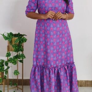 Purple Digital Cotton “Super Mom” Printed Feeding Maxi