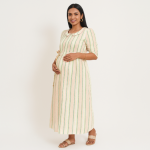 Popcorn Fabric Maternity & Feeding Dress