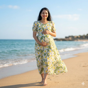 Premium Georgette Feeding Dress with Puff Sleeves