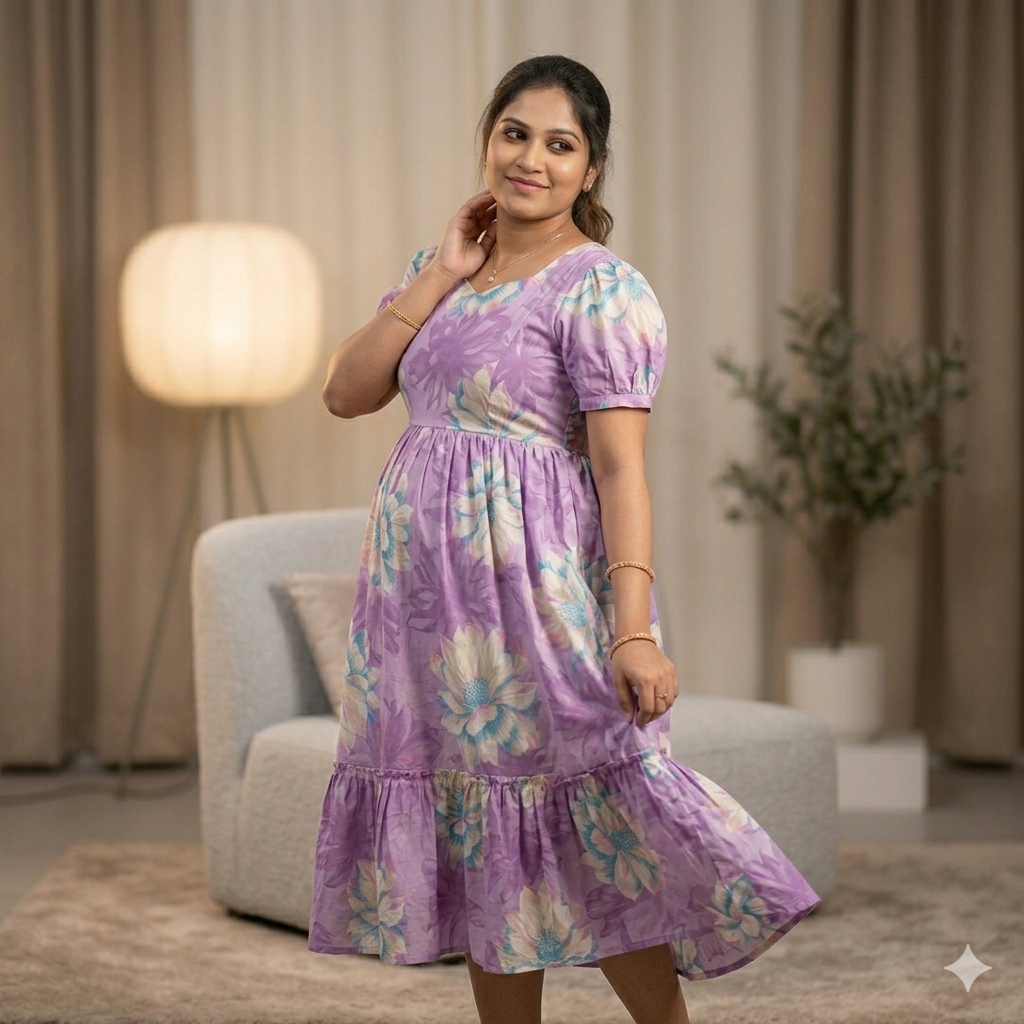 Delta Crepe Feeding Dress with Back Tie – Pastel Colours - Image 3