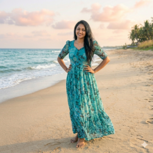 Teal Blue Chiffon Feeding Kurti with Side Pocket