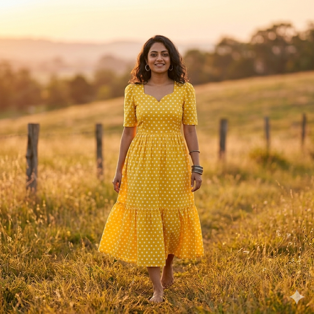Lavender & Yellow Polka Cotton 2-Tier Feeding Kurti with Back Knot - Image 8