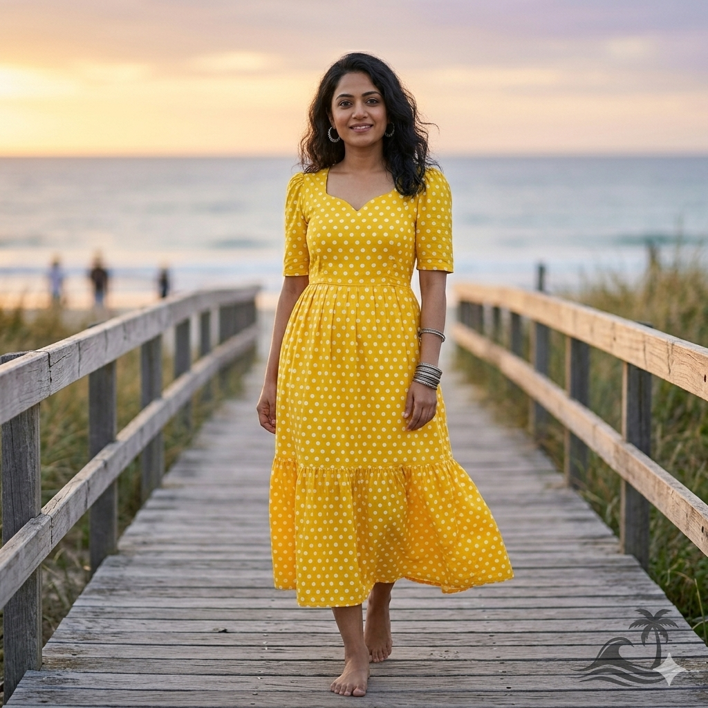 Lavender & Yellow Polka Cotton 2-Tier Feeding Kurti with Back Knot - Image 9