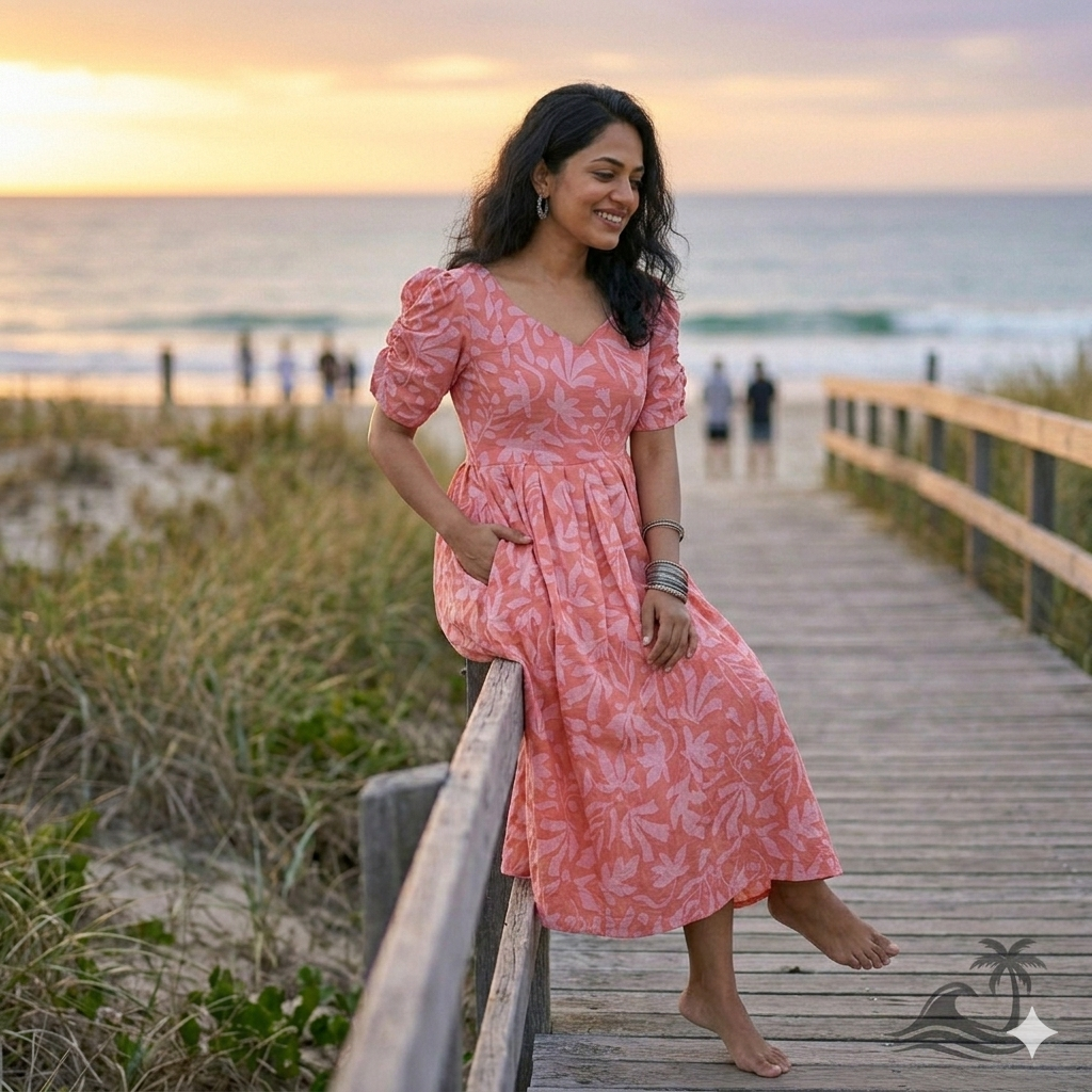 Peach Popcorn Fabric Feeding Kurti with Back Knot & Side Pocket - Image 5