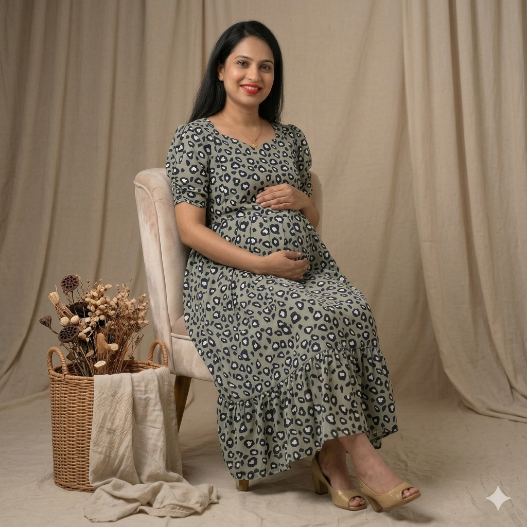 Animal Grey Georgette Feeding Kurti with Back Knot & Side Pocket - Image 2
