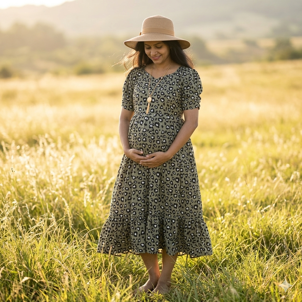 Animal Grey Georgette Feeding Kurti with Back Knot & Side Pocket - Image 3