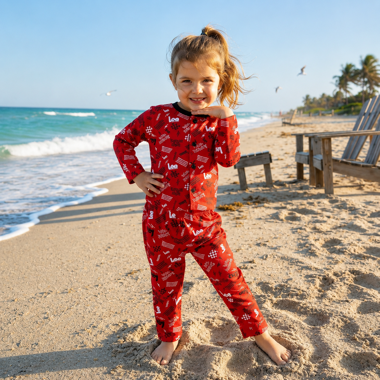 Fine Cotton Full Sleeve Button Open T-Shirt & Pant Co-Ord Set for Kids - Image 8