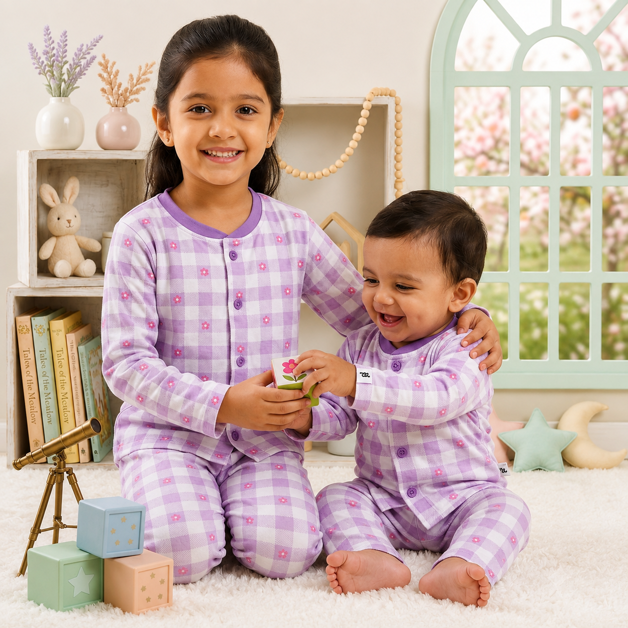 Fine Cotton Full Sleeve Button Open T-Shirt & Pant Co-Ord Set for Kids - Image 14