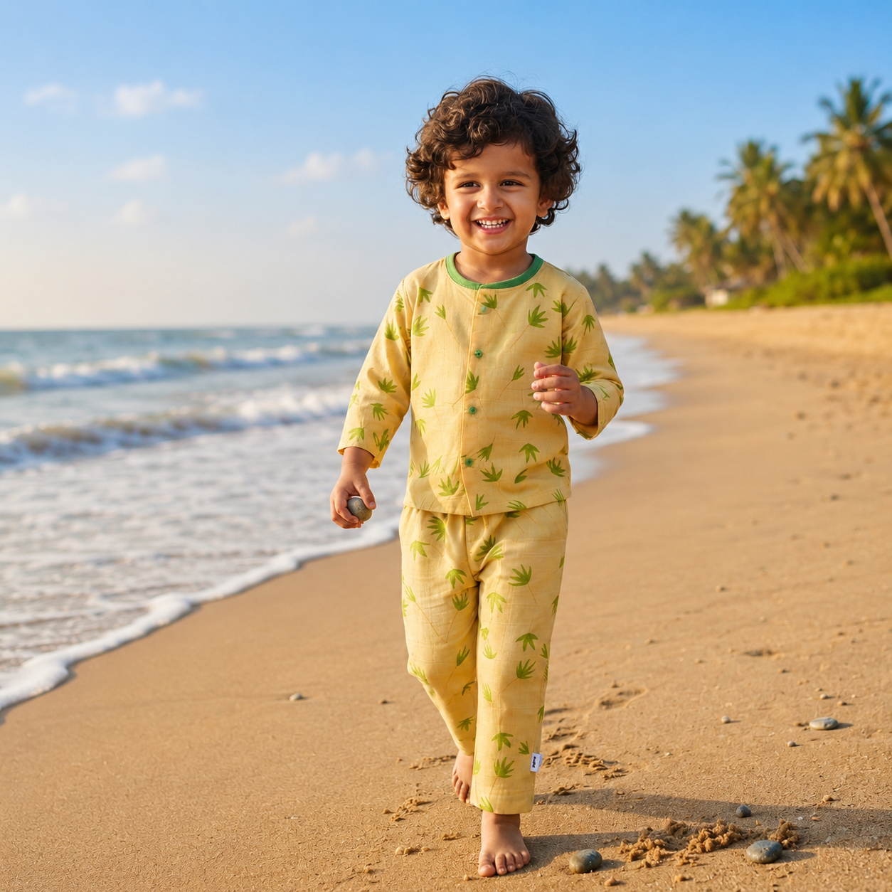 Fine Cotton Full Sleeve Button Open T-Shirt & Pant Co-Ord Set for Kids - Image 19