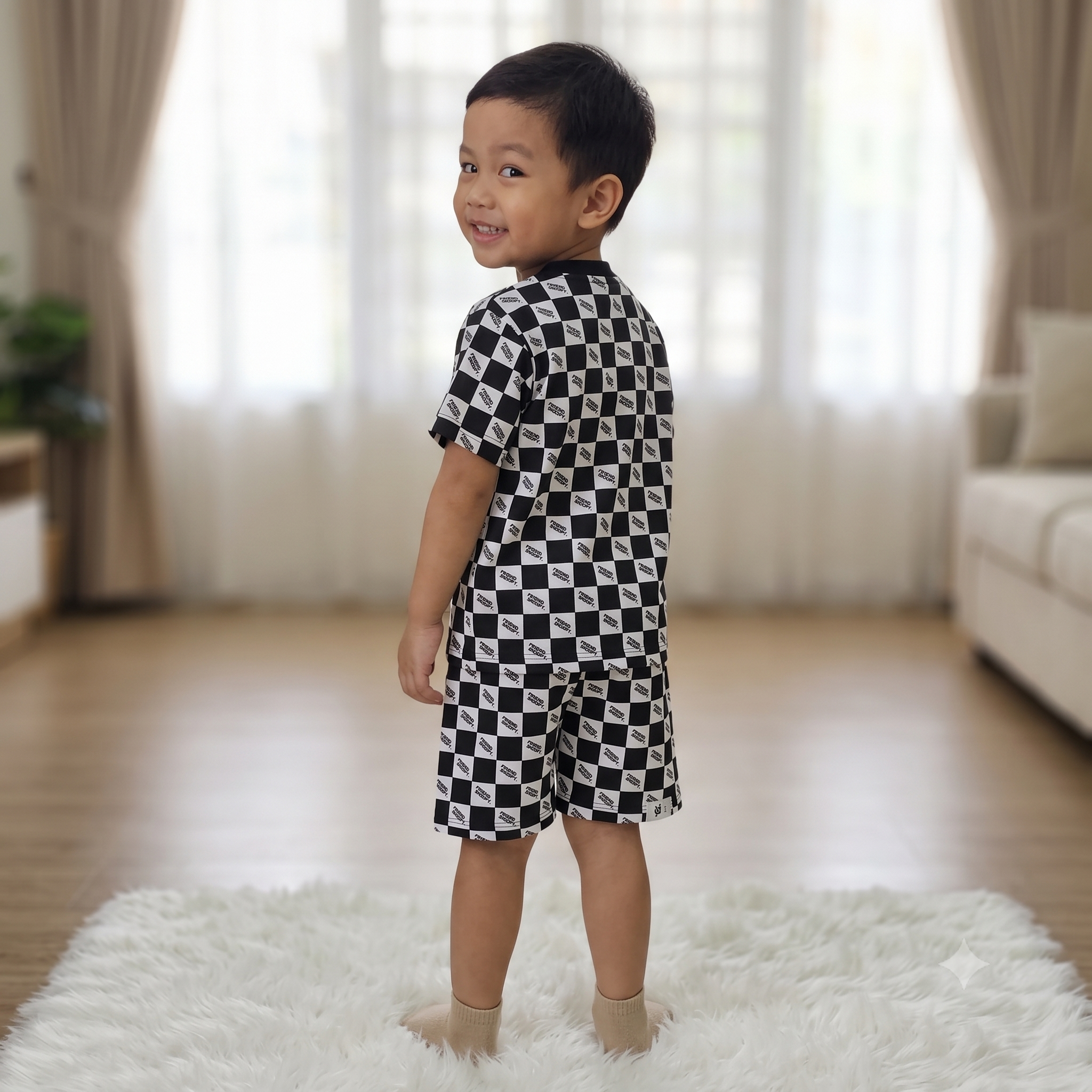 Fine Cotton Button Open Half Sleeve T-Shirt & Shorts Co-Ord Set for Kids - Image 3