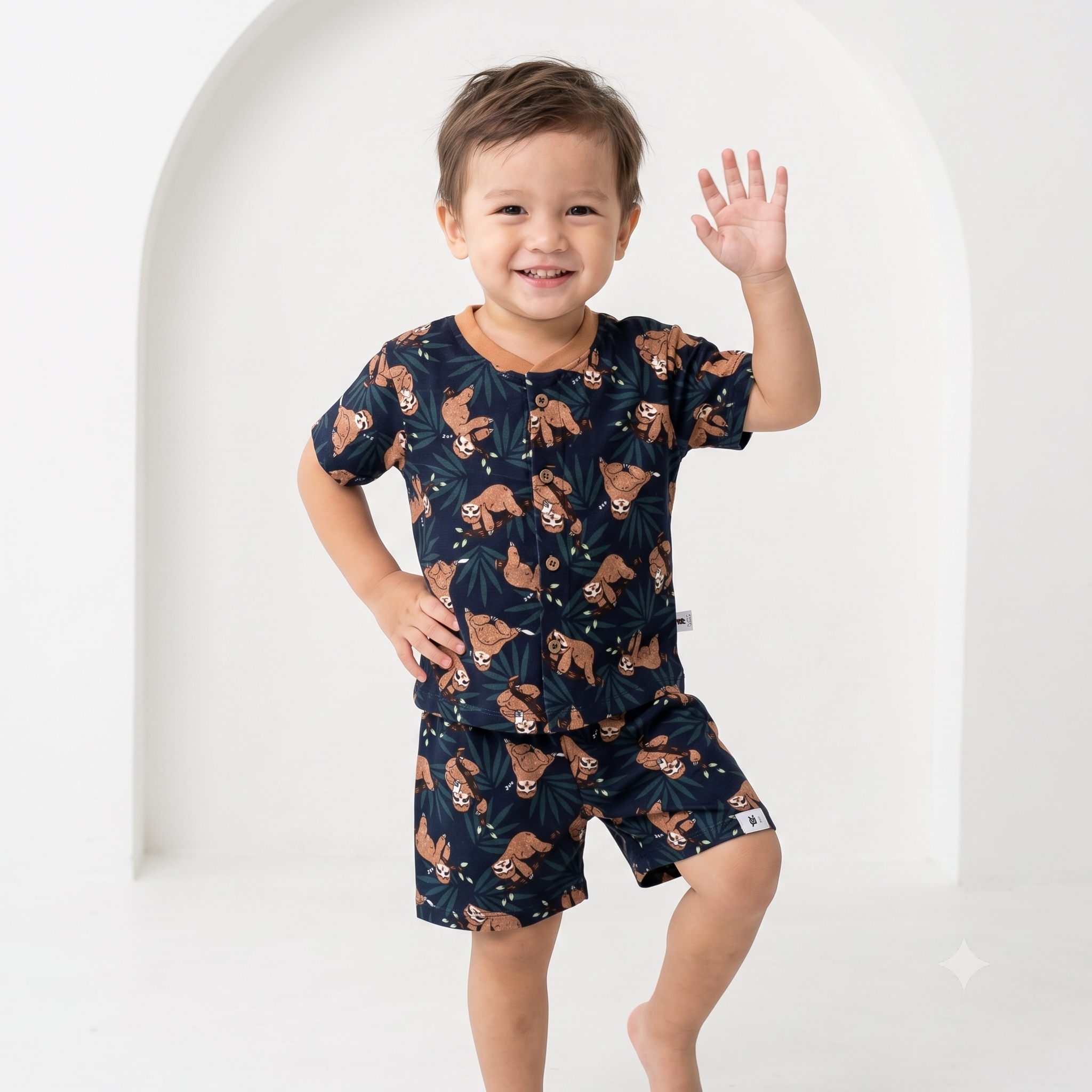 Fine Cotton Button Open Half Sleeve T-Shirt & Shorts Co-Ord Set for Kids - Image 20