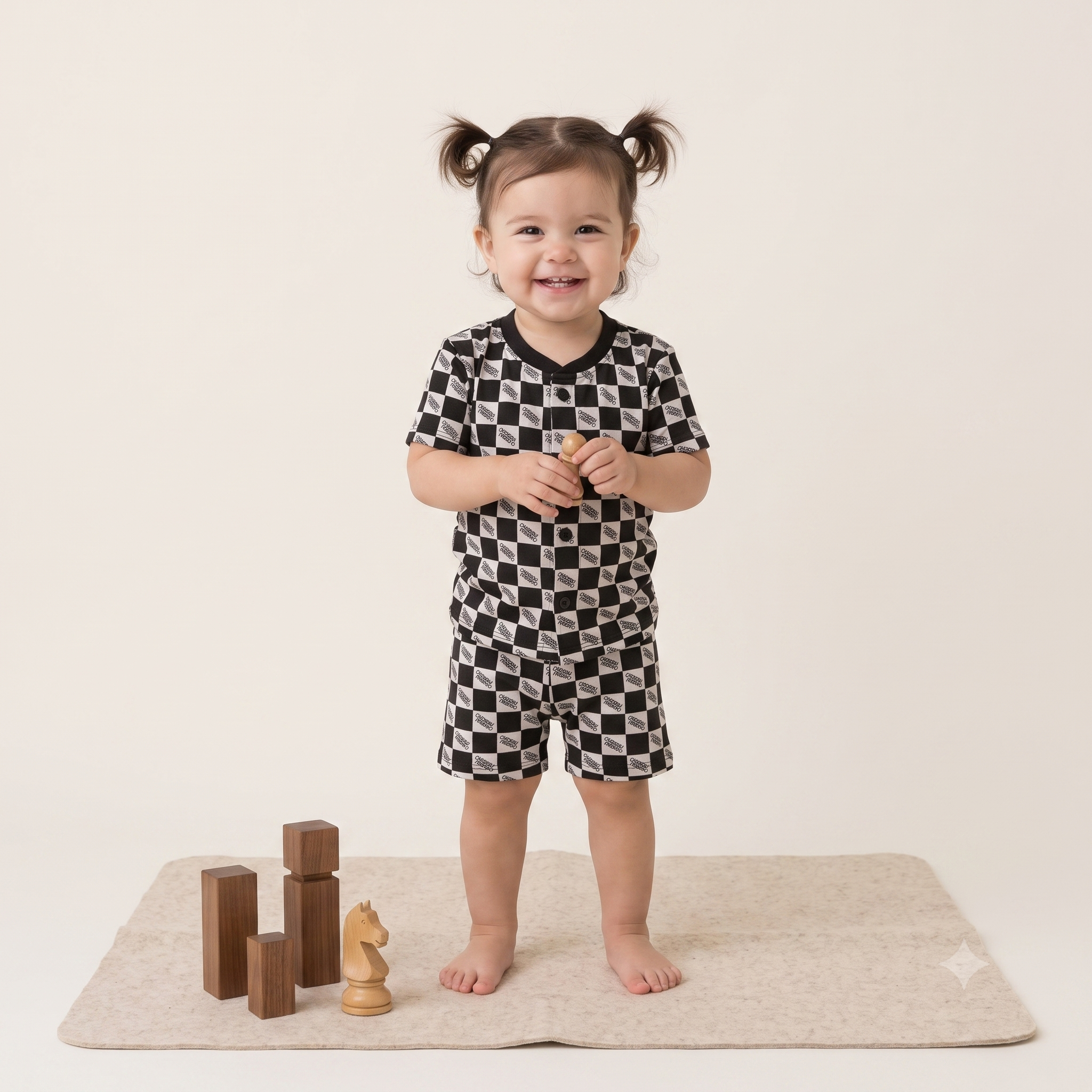 Fine Cotton Button Open Half Sleeve T-Shirt & Shorts Co-Ord Set for Kids
