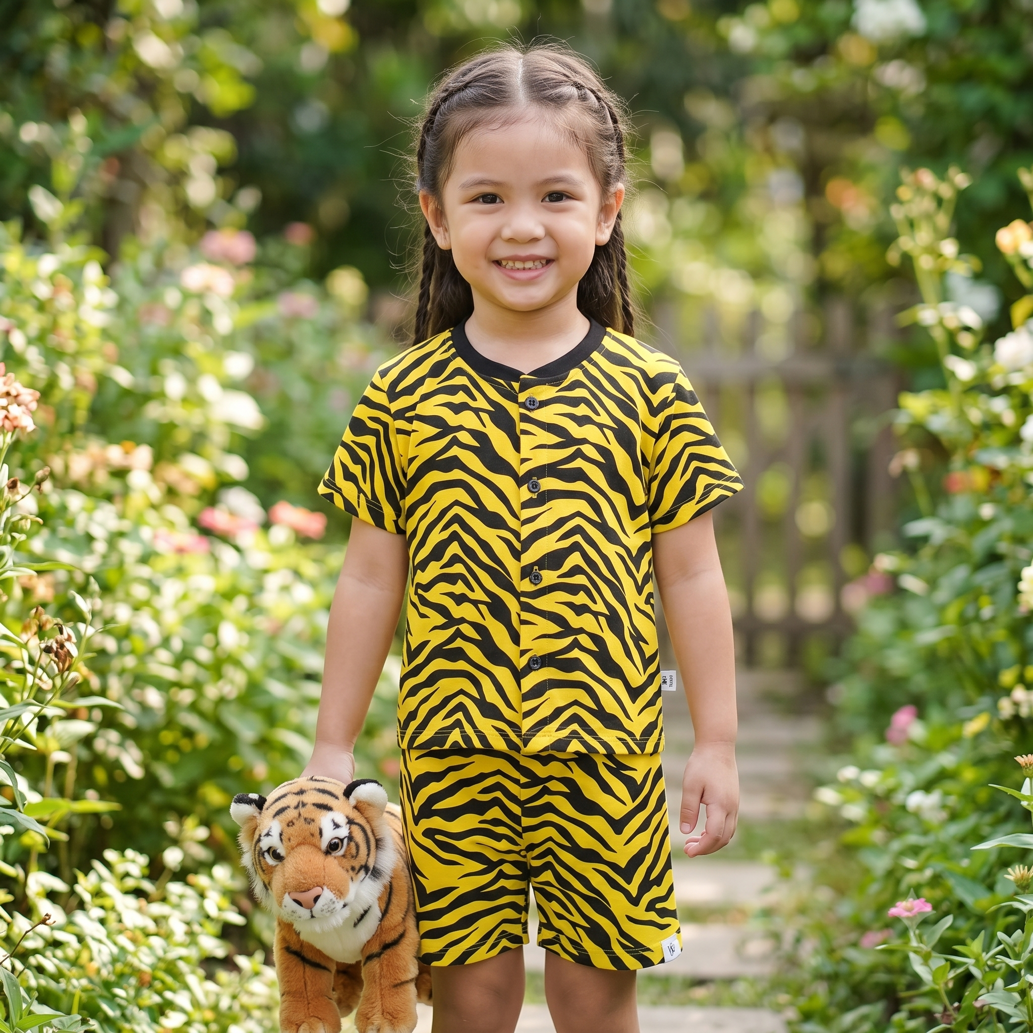Fine Cotton Button Open Half Sleeve T-Shirt & Shorts Co-Ord Set for Kids - Image 5